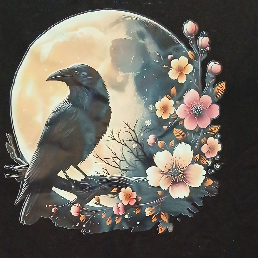 Floral Moon Raven T-Shirt XL NWOT